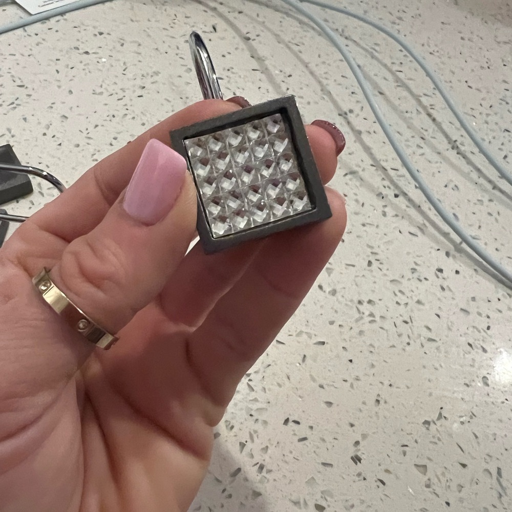 Gray rhinestone shower curtain ring pack of 12